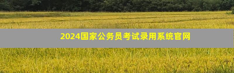2024国家公务员考试录用系统官网