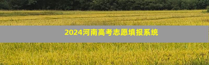 2024河南高考志愿填报系统