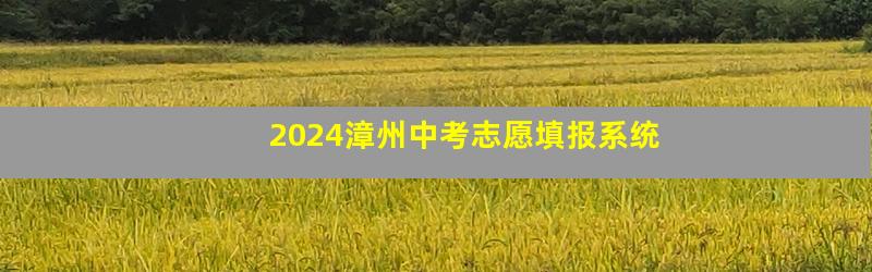 2024漳州中考志愿填报系统