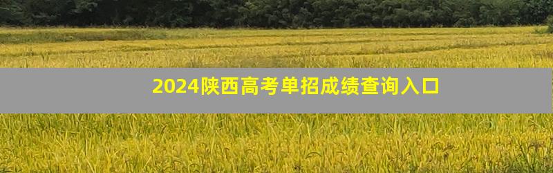 2024陕西高考单招成绩查询入口