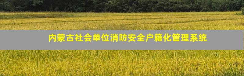 内蒙古社会单位消防安全户籍化管理系统