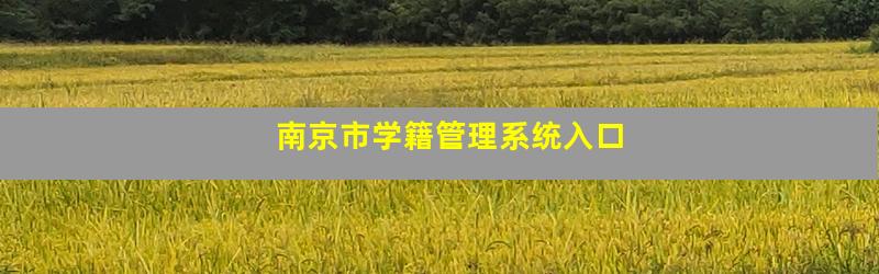南京市学籍管理系统入口