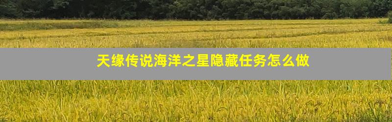 天缘传说海洋之星隐藏任务怎么做