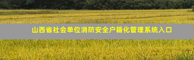 山西省社会单位消防安全户籍化管理系统入口