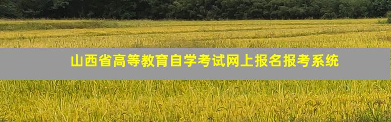 山西省高等教育自学考试网上报名报考系统
