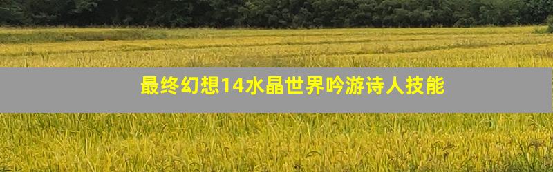 最终幻想14水晶世界吟游诗人技能