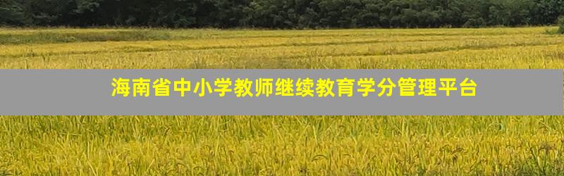 海南省中小学教师继续教育学分管理平台