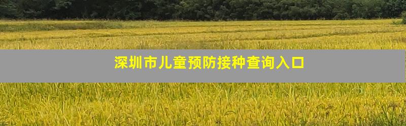 深圳市儿童预防接种查询入口