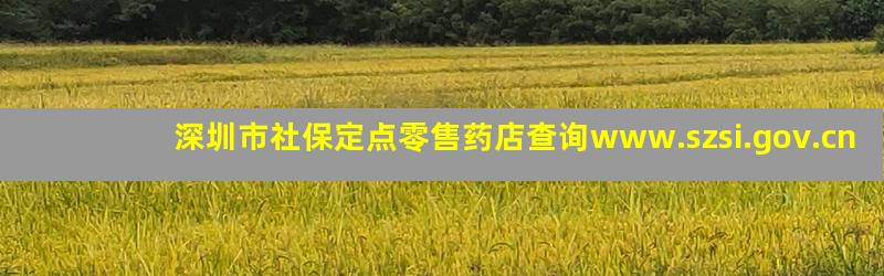 深圳市社保定点零售药店查询www.szsi.gov.cn