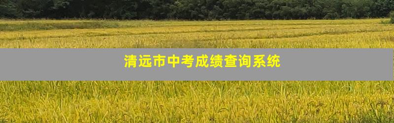 清远市中考成绩查询系统