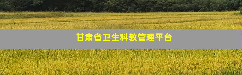 甘肃省卫生科教管理平台