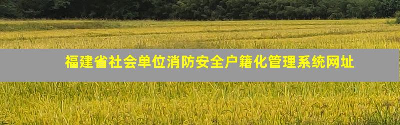 福建省社会单位消防安全户籍化管理系统网址