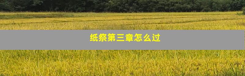 纸祭第三章怎么过