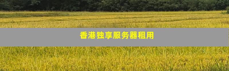 香港独享服务器租用